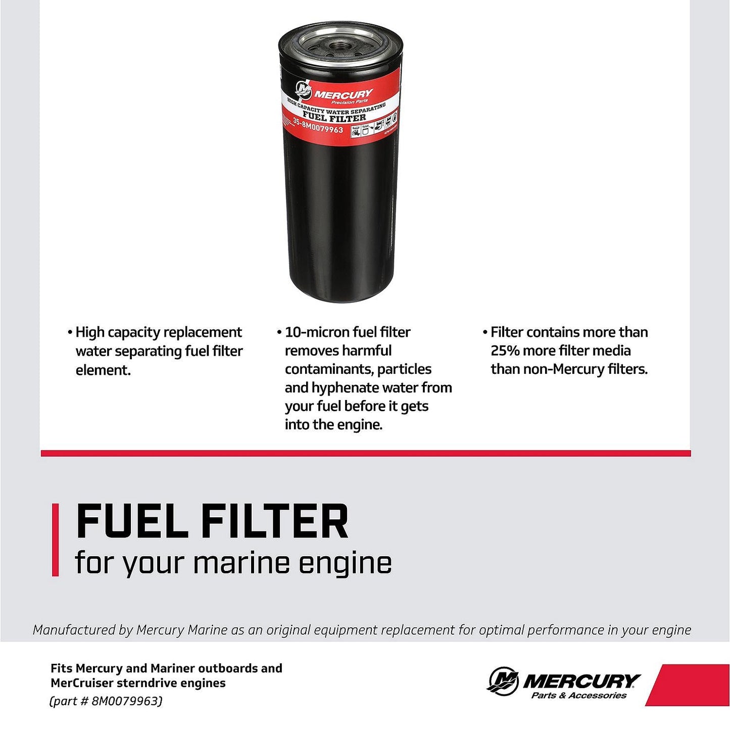 Mercury – High-Volume Water-Separating Fuel Filter | Remote Mount Systems | 35-8M0079963