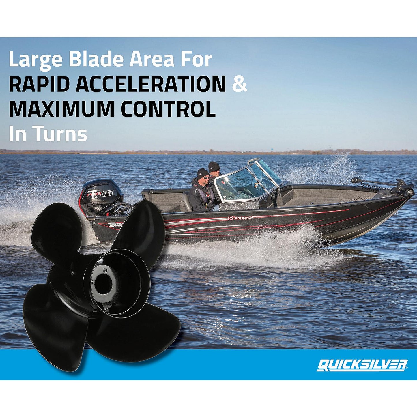 Mercury - Nemesis Quicksilver Propeller - 4-Blade - 25 to 30 HP 4-Stroke (2005 and earlier) - 40 to 60 HP 2-Stroke and 4-Stroke w/ Standard Gearcases - 10.3 Dia. - 13 Pitch - 48-8M8027512