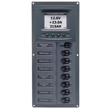 BEP Marine circuit breaker panel DC 12V 8x single pole 2x5A 2x10A 3x15A 1x20A vertical with DC colour system monitor (DCSM) (901V-DCSM)