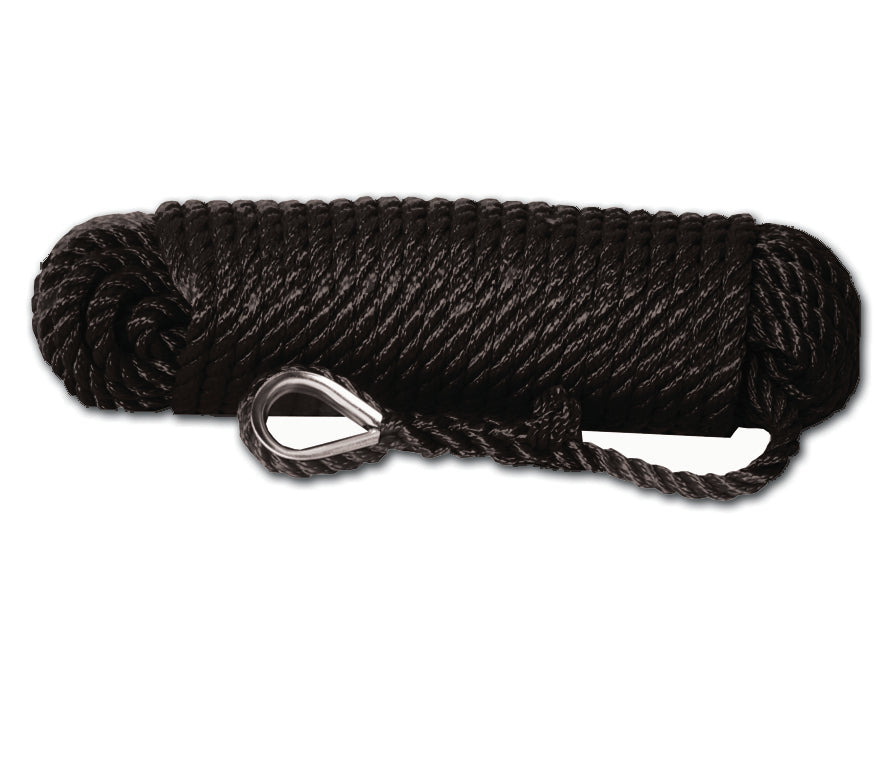 Hollex ankerlijn zwart 12mm 3 strengen L=30mtr (ALZ1230)
