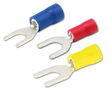 Ripca kabelschoen geel vork 6mm vinyl (25) (AMP686YLW-DS)