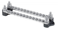 BEP Marine bus bar double 12x 4mm screw terminal 2x 6mm input stud 100A with covers (BB-12W-2NC-DSP)