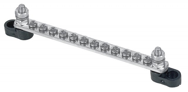 BEP Marine bus bar single 12x4mm screw terminal 2x6mm input stud 100A no covers (BB-12W-2S)