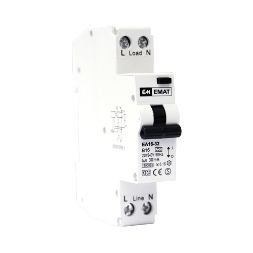 White Label Aardlekautomaat 1F C 32A 30mA 1P1N max. 230Vac (HACA1PN30C32)