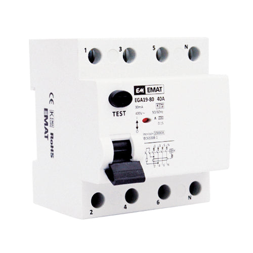 White Label Aardlekschakelaar C 4P 40A 30mA max. 400Vac (HACAS4P4030)
