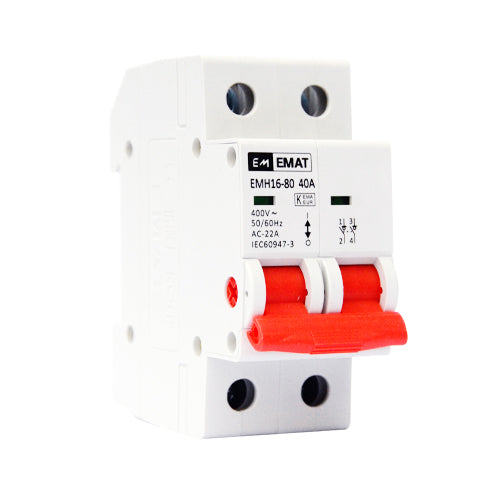 White Label Hoofdschakelaar 2 polig 40A max. 230/400Vac (HACHS2P40)