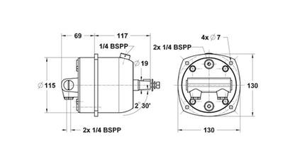 Lecomble & Schmitt stuurpomp 20HB 20cc met terugslagklep 1/4" BSP (2202644)