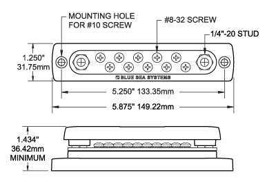 Blue Sea Systems busbar 10 gang common bus met deksel (2300-BSS)