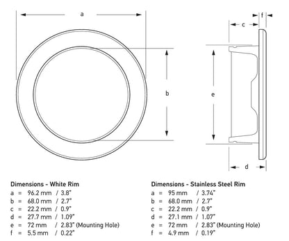 Hella Down light EuroLED 95 rond rvs met wit licht veerbevestiging (2JA958 340-011)