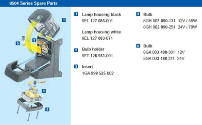 Hella stoom/deklicht 8504 zwart 12V (2LT998 504-001)