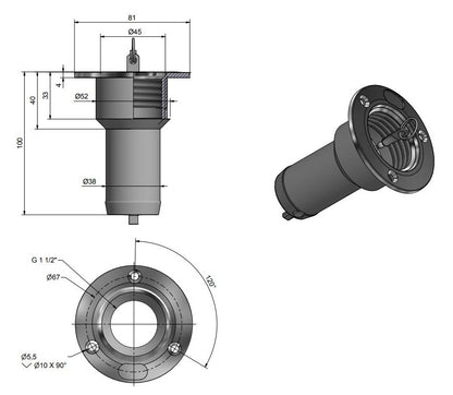 White Label Basis dekvuldop 1 1/2" 38mm CE gekeurd (305160)