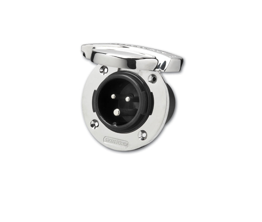 Marinco 32A 230V easy lock inlaat roestvrij staal met behuizing (6371EL-BX)